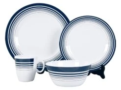 Bo-Camp Navy 16-delig Serviesset -Buitenkampeer Winkel melamine servies 16delig navy 1 ecommerce ca7b
